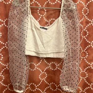 See thru sleeves blouse